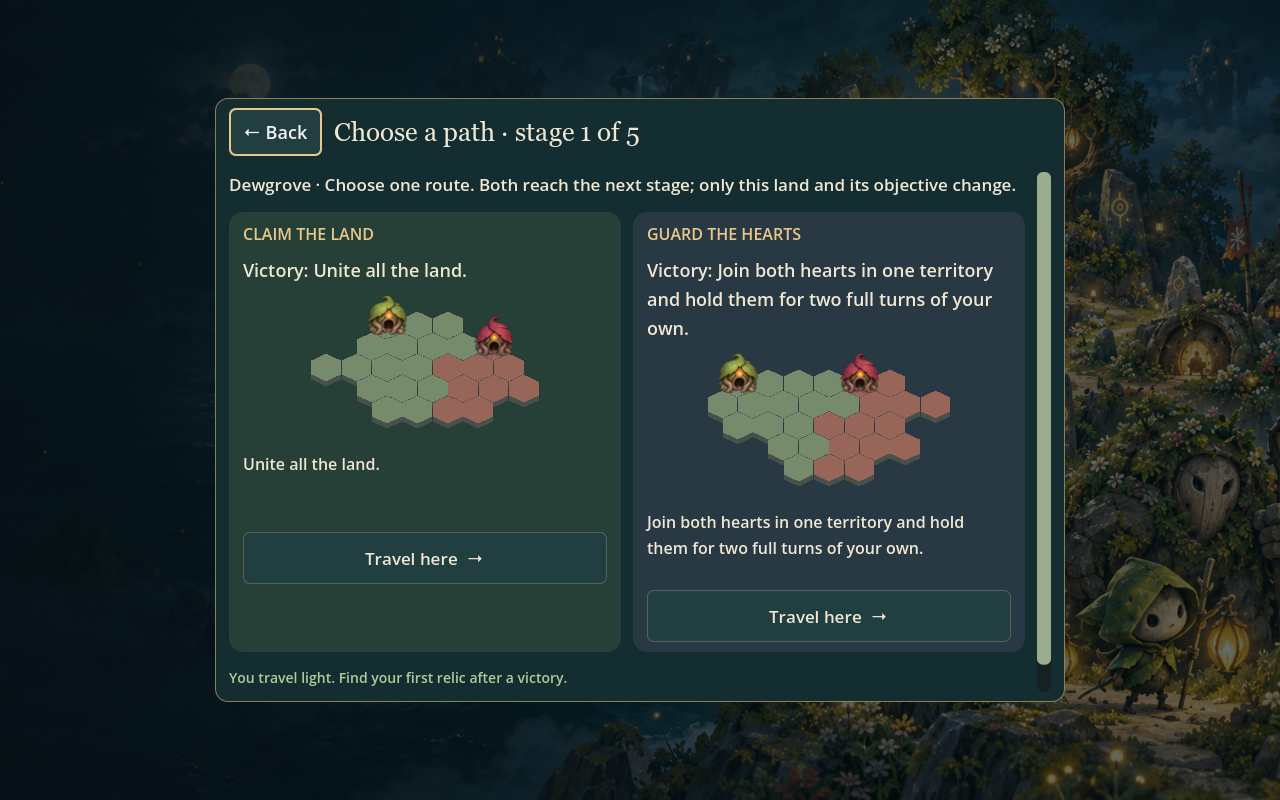 Two expedition routes offer different land layouts and objectives